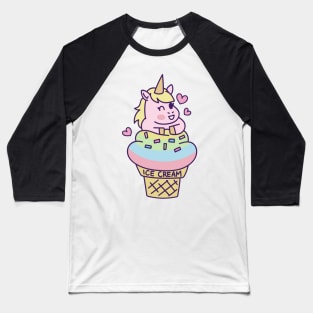 Kawaii Unicorn Ice Cream Baseball T-Shirt